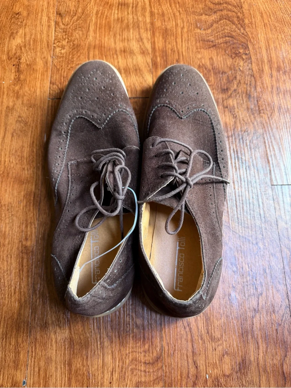 Men's Brown Suede Wingtip Derby Lace-Up Shoes